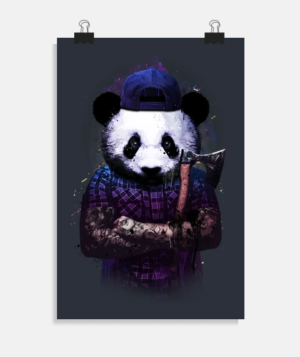 Poster panda woodcutter