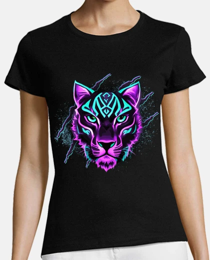 Tee-shirt Panthère cyber griffé - design futurist