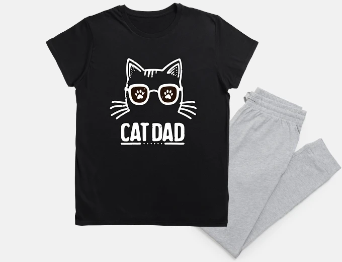 Pyjama papa chat blanc rétro