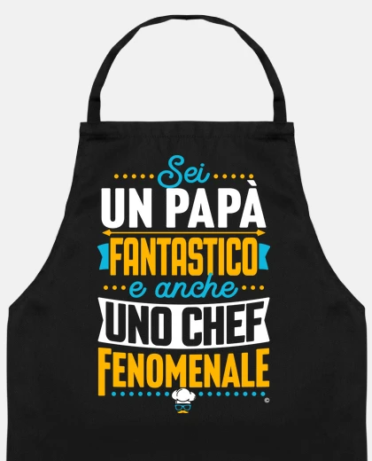 Grembiule Papà Nero - Ricamato 'Tutto Quello Che Fa Mio Papà è Una Bontà', 75x90cm, Per Festa Del Papà - Foto 6