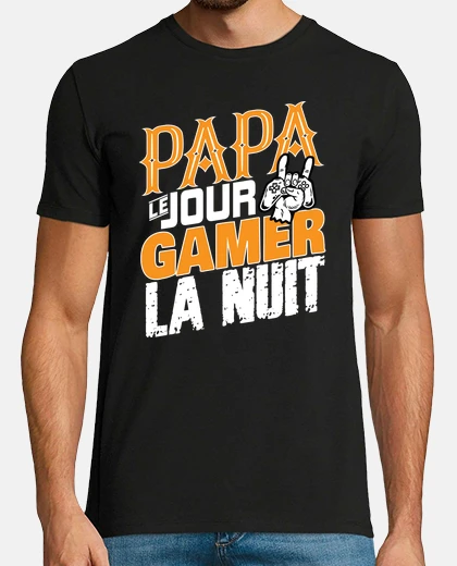 Tee-shirt Papa le jour Gamer la nuit cadeau geek