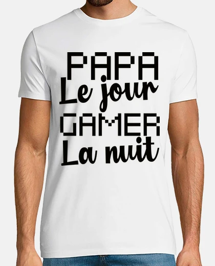 Tee-shirt Papa le jour gamer la nuit cadeau humou