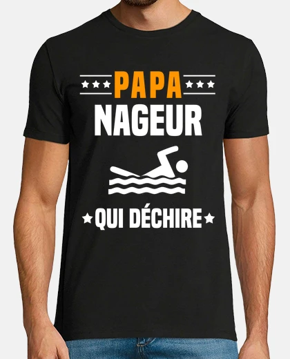 T-shirt papà nuotatore che fa a pezzi la piscin