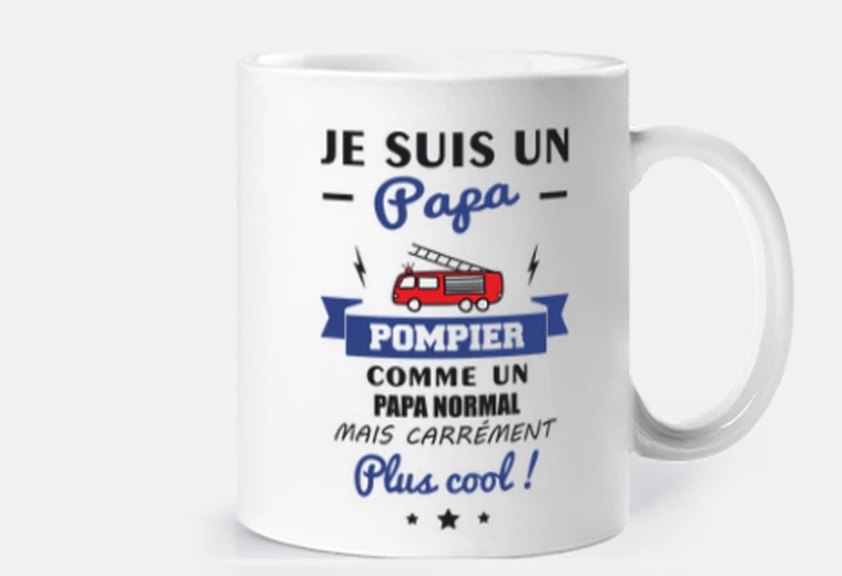 Mug papa pompier cadeau fête des pères