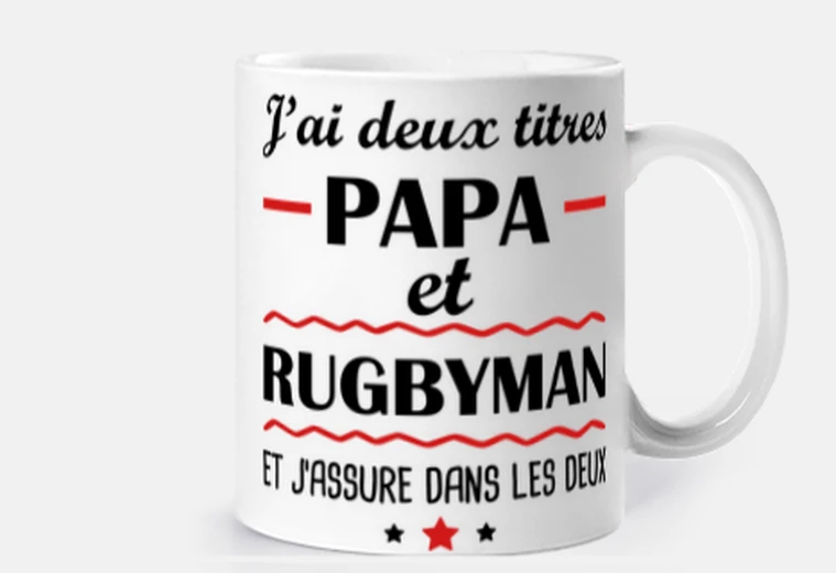Mug Papa rugbyman, rugby, idée cadeau