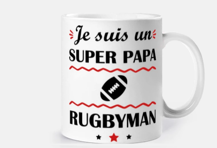 Mug Papa rugbyman, rugby, idée cadeau