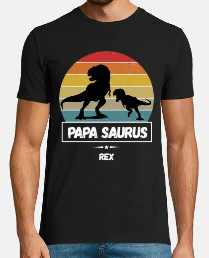 Camiseta papá saurio rex dino puesta de sol