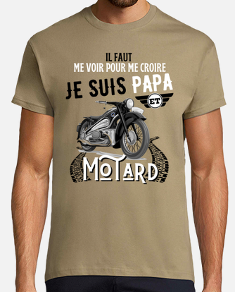 Tee-shirt Homme Papa motard idée cadeau humour fête des pères