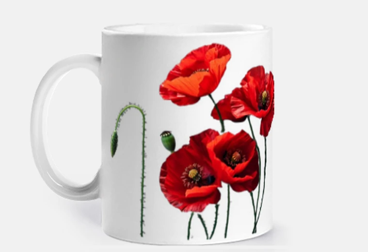Tazza papaveri rossi millefiori, tazza, caffè, tè, brioche, infuso, tisane,