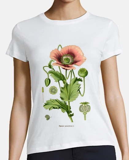 T-shirt PAPAVERO - Illustrazione botanica del XIX secolo