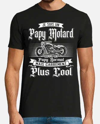 Papy motard grand p re motocyclette t shirt tostadora