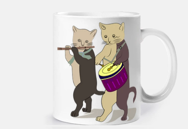 Taza par de gatos tocando el tambor, taza, personalizable,