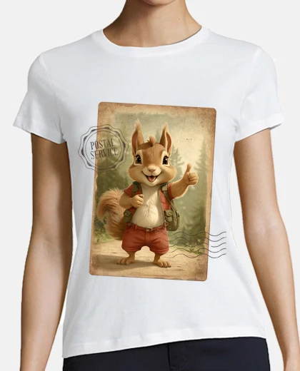 Camiseta parada de postal antigua ardilla