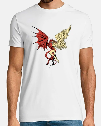 Camiseta pareja de ángeles y demonios, la bella y la bestia