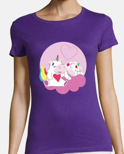 Playera Pareja de unicornios coloridos