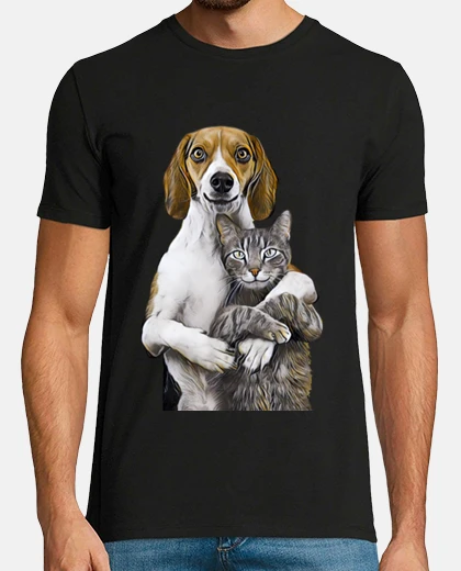Playera pareja perro gato feliz vintage barroco