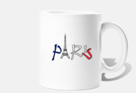 Tasse à déjeuner en faience blanche motif ballon de rugby avec