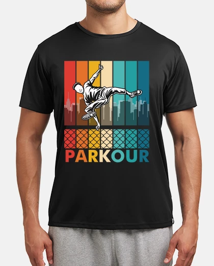 Tee-shirt parkour sport saut parkur course libre ninja urbain ancien