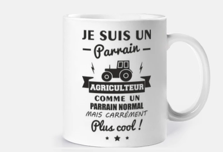 Mug parrain agriculteur,humour,cadeau,drôle