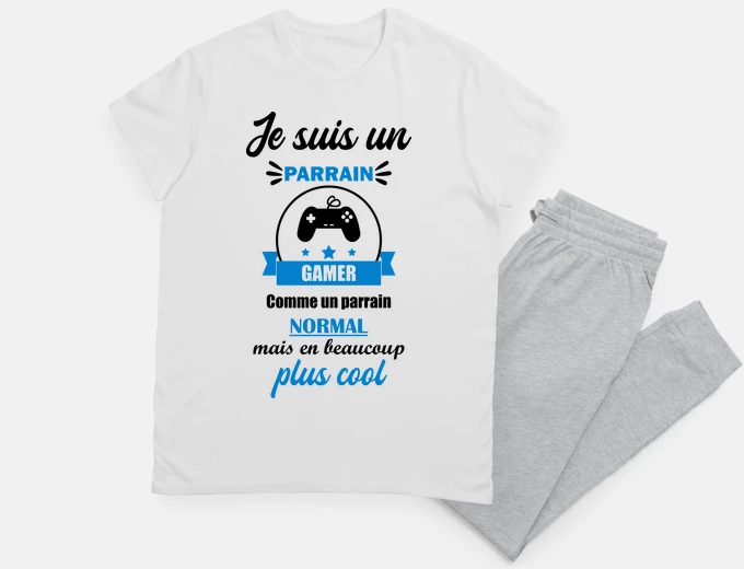 Pyjama Parrain gamer, cadeau gaming,geek