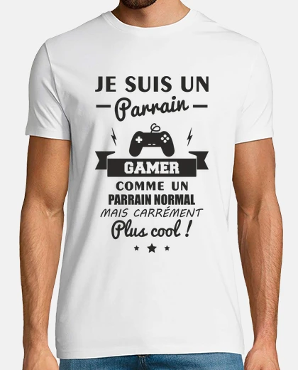 Tee-shirt parrain gamer,geek,gaming,humour