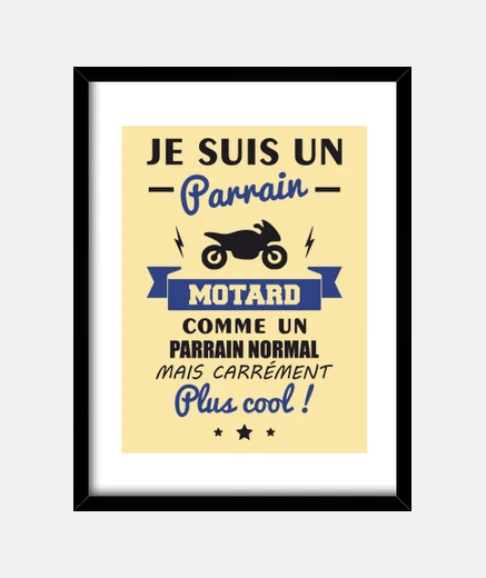 Cadre parrain motard,cadeau,moto,humour