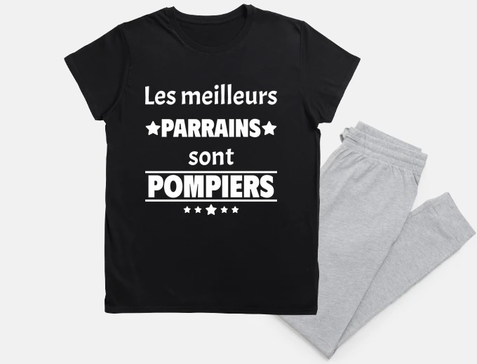 Pyjama Parrain pompier,idée cadeau pompier