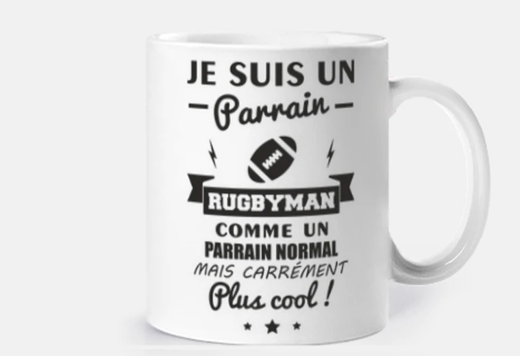 Mug parrain,rugby,rugbyman,sport,humour