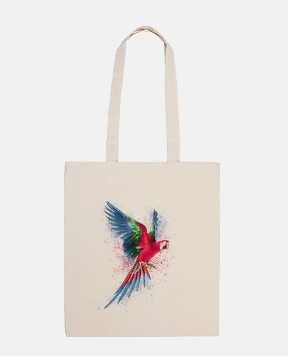 Bag parrot in full flight, red, blue, make people talk, women&#39;s bag,