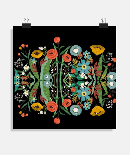 Poster Parterre de fleurs stylisé