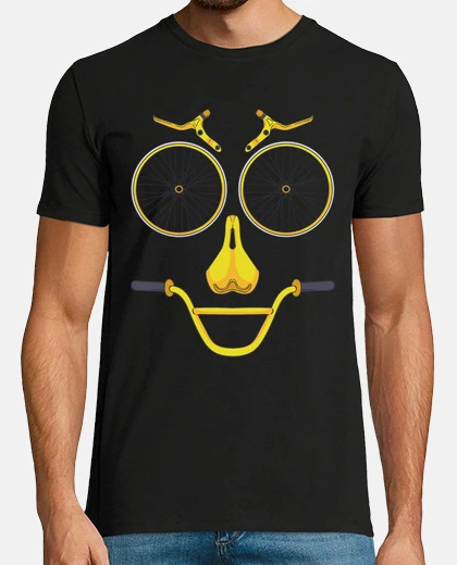 T-shirt parti della bici del viso sorriso della bicicletta sport ciclismo divertente