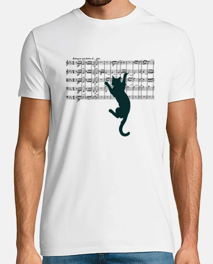 Tee-shirt Partition de chat avec beethoven