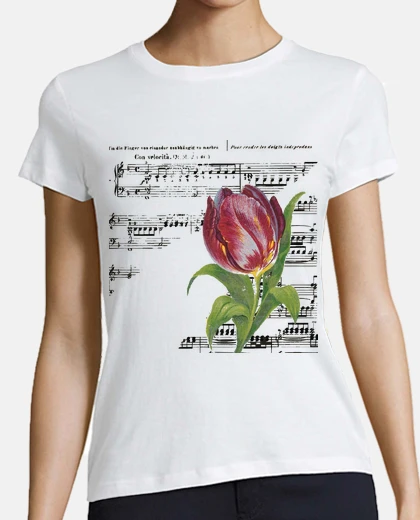 Playera Partitura y Tulipan / Musica / Flor / N