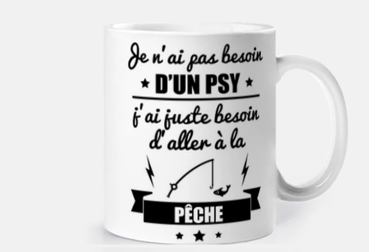 Mug Pas besoin psy pêche