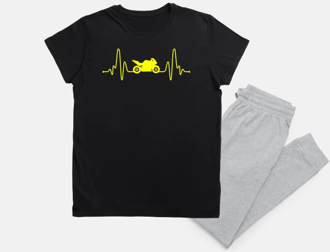 Pyjama passion for motorbikes heartbeat