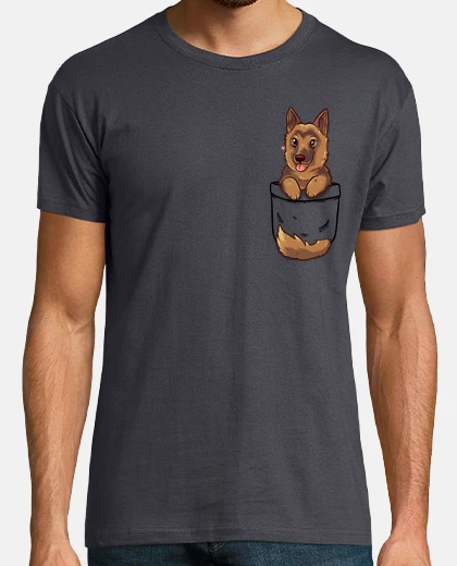 T-shirt pastore tedesco carino tascabile - camicia da uomo
