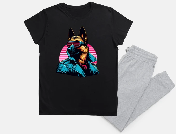 Pigiama pastore tedesco cyberpunk retrò