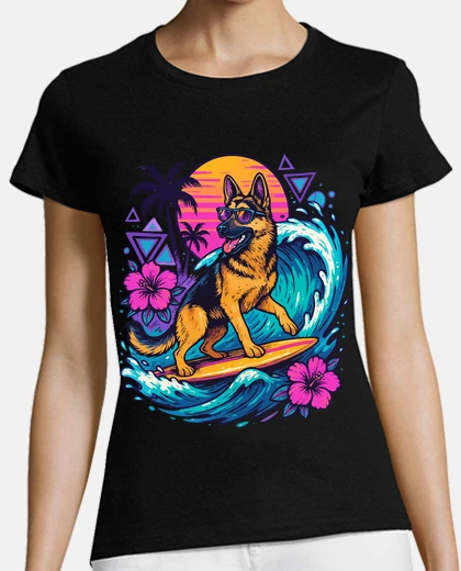 T-shirt pastore tedesco surfista