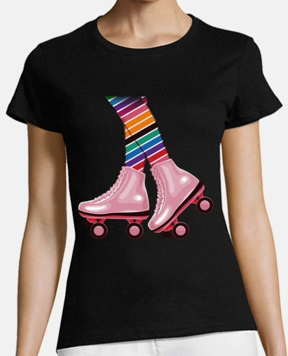 Playera Patines rosas y multicolor