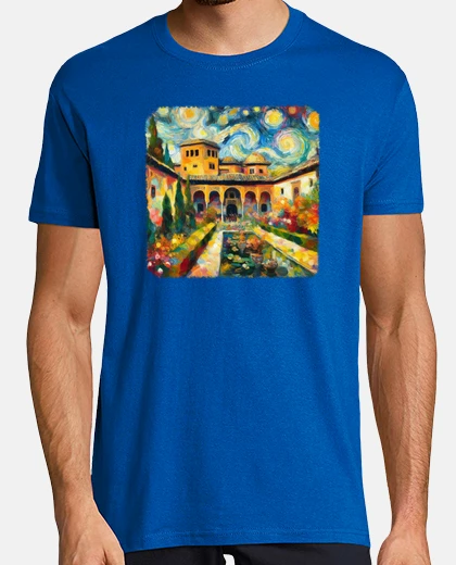 Camiseta Patio de la Alhambra a lo Van Gogh