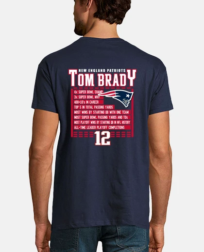 Camiseta Patriots, Tom Brady. Pecho y espalda
