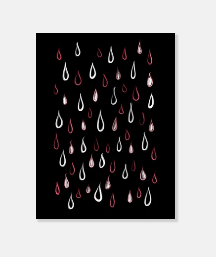 Lienzo patr&oacute;n de gotas de lluvia blanco y rojo