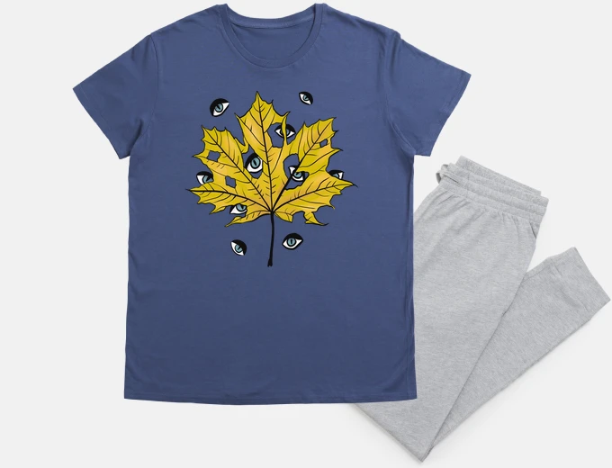Pijama patrón de ojos espeluznantes de hoja am