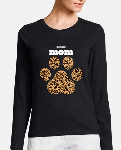 Tee-shirt patte de chat maman siamoise haute léopard avec riche imprimé léopard