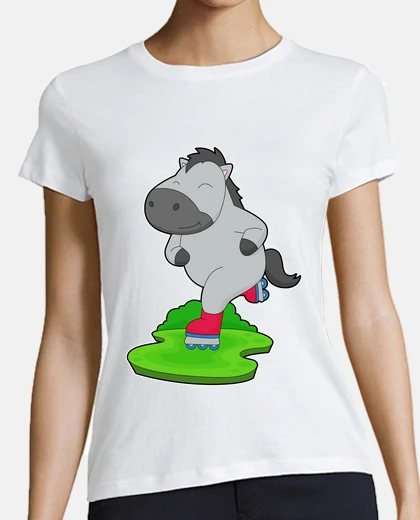T-shirt pattinaggio in linea per cavalli pattin