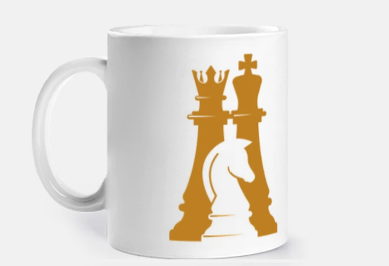 Cup pawn chess knight shadow king and queen