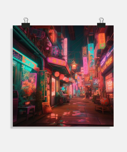 Poster paysage urbain anime de tokyo esthétiqu