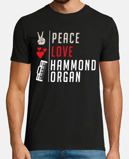 Camiseta paz amor órgano hammond instrumento