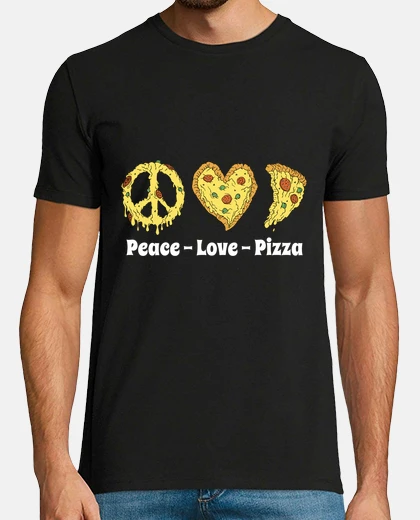 Camiseta paz corazón pizza comida humorística
