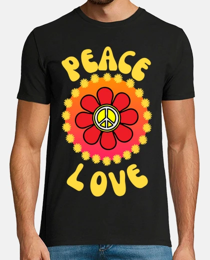 T-shirt peace and love sign in a flower